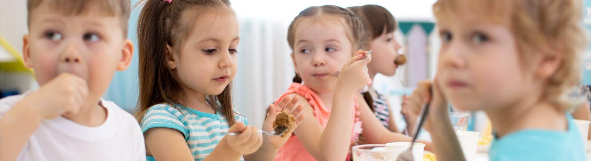 Children eating in cafeteria
